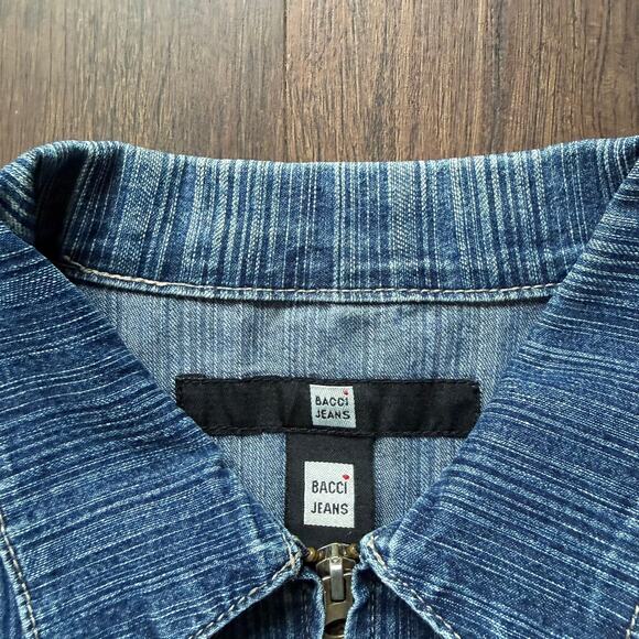 Bacci Jeans Denim Jacket Y2K Utility Puff Shoulder Cinched Waist Women’s Medium - Picture 10 of 10